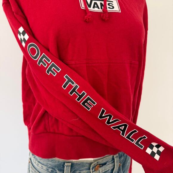 RED CROPPED VANS OFF THE WALL HOODIE - Picture 5 of 6